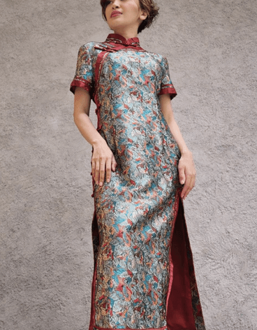 Classic Embroidered Cheongsam Dress - Image 1