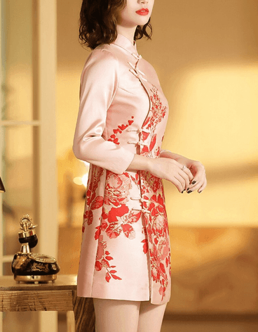 Classic Pink Embroidered Dress - Image 3
