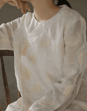 Chamomile White Ramie Blouse - Image 2