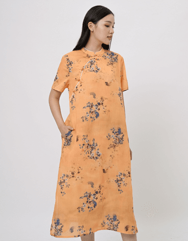 Dragon Yellow Ramie Dress - Image 2