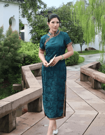 Classic Emerald Floral Dress - Image 1