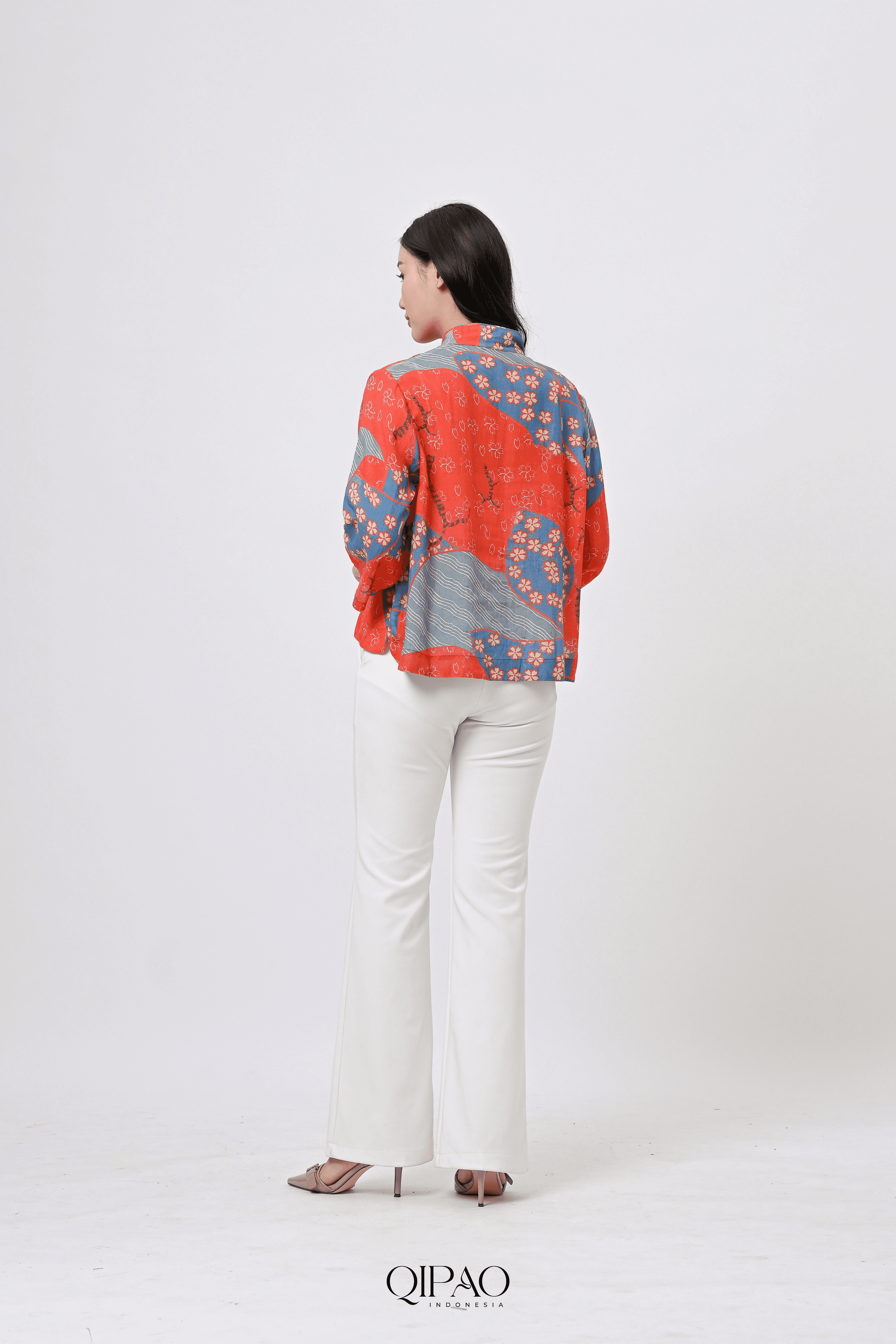 Anthurium Red Ramie Blouse - 4