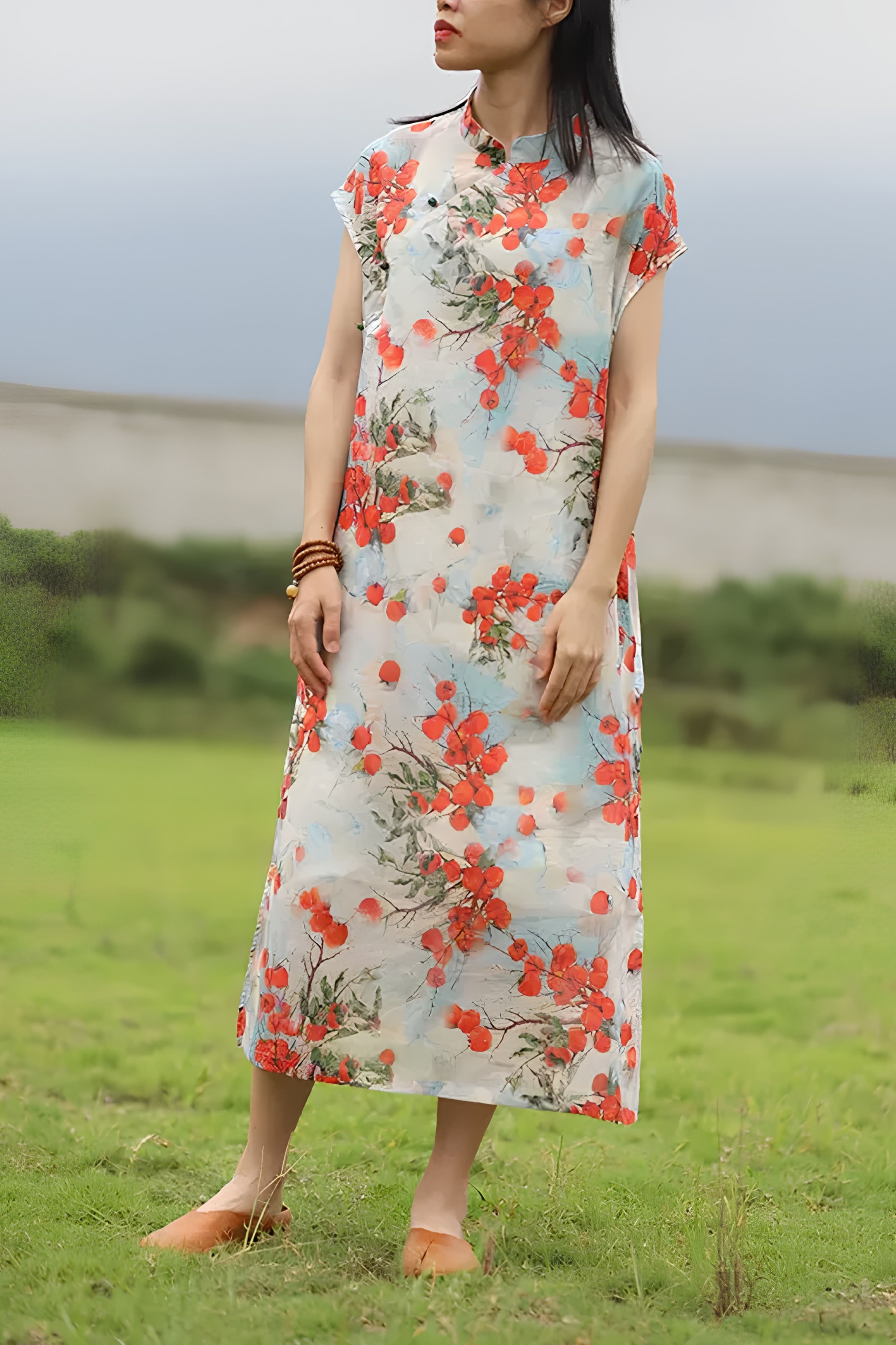 Camellia Rouge Midi Dress - 3