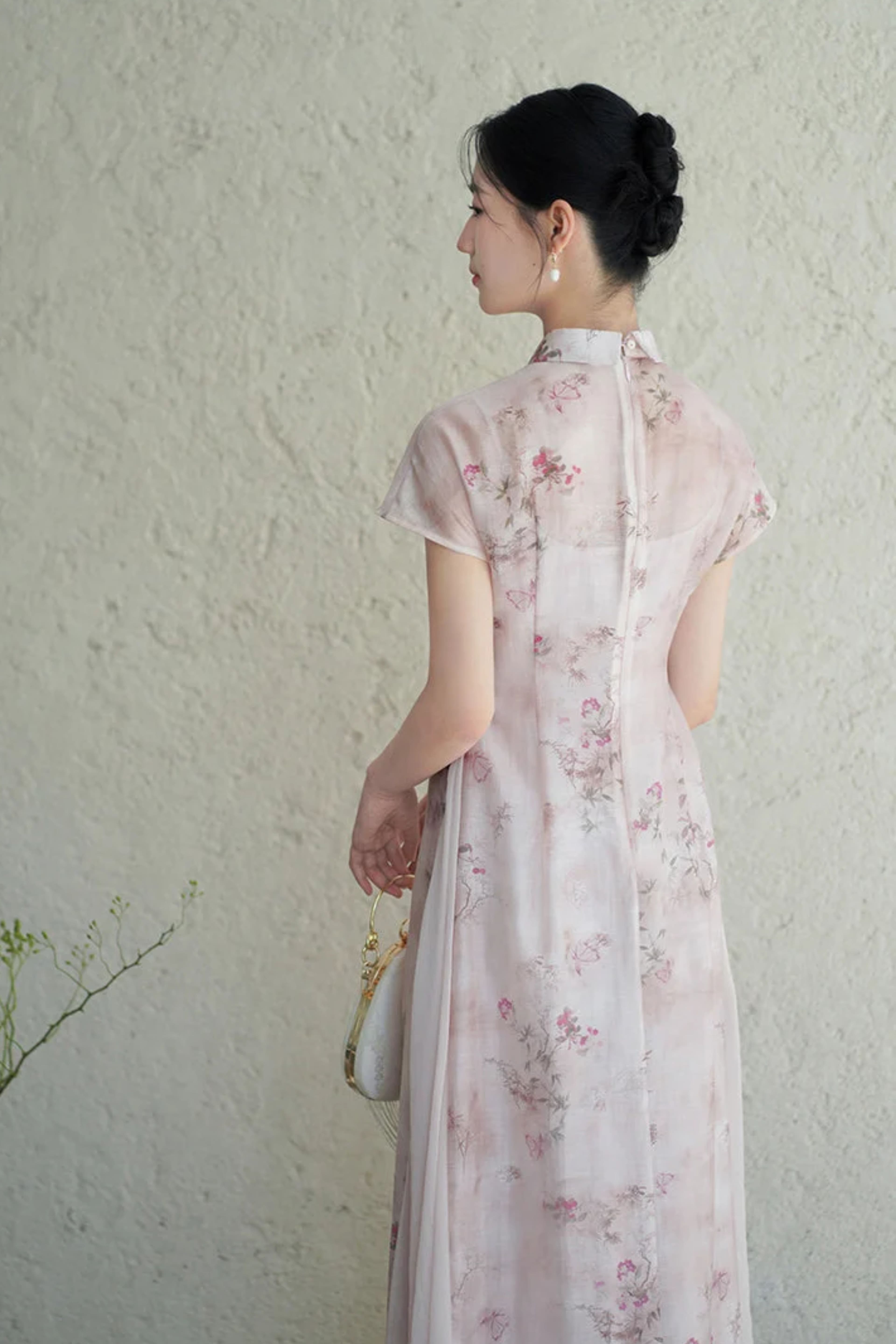 Florence Berry Ramie Qipao Dress - 3