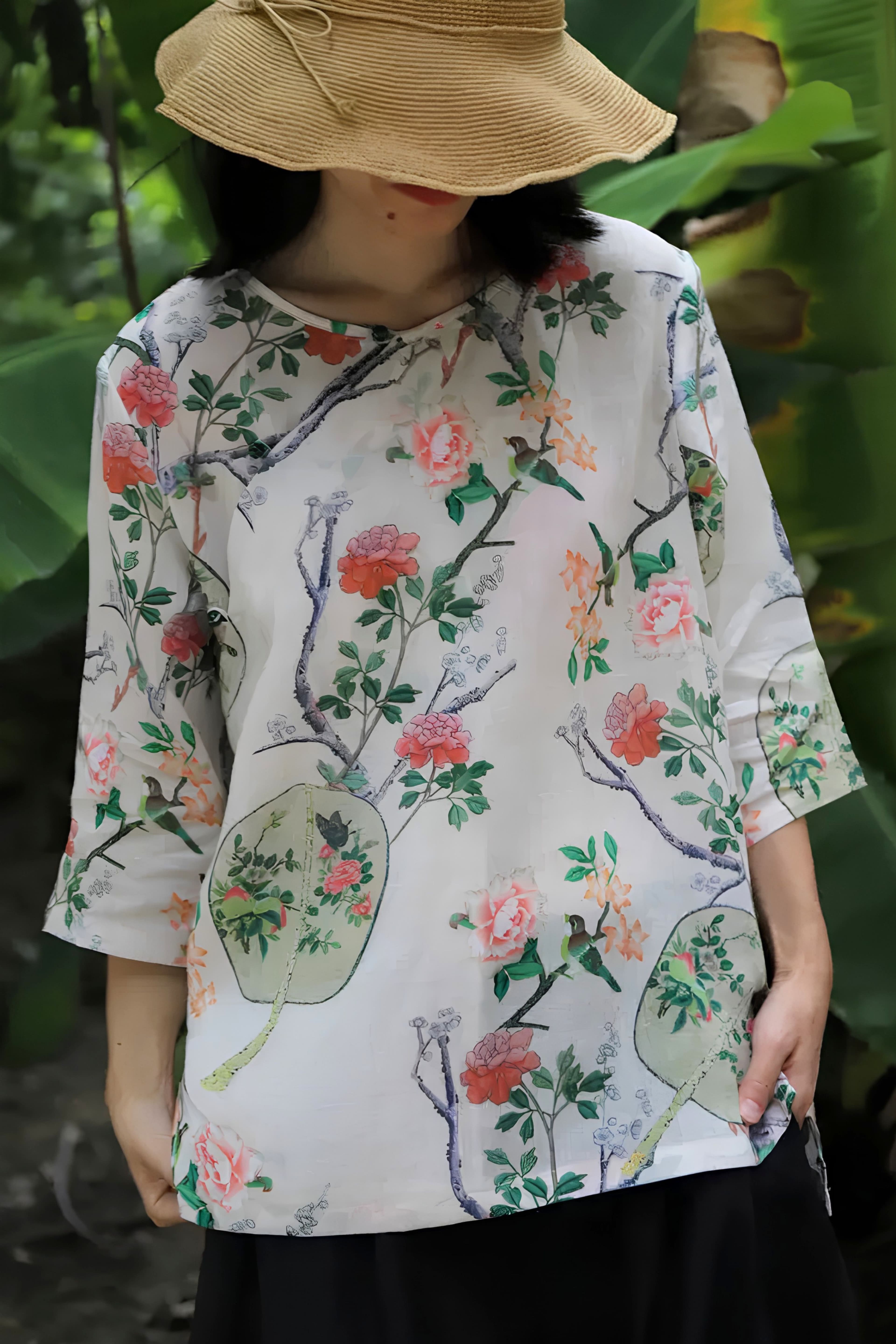 Verena Floral Qipao Blouse - 1